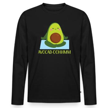 Avocado Yoga Fitness Spiritual Exercise Vegan - Men's Premium Organic Long Sleeve Shirt - black - Front - Nico (187cm)