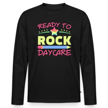 Prêt à faire vibrer Enseignante en garderie Éducatrice en garderie - T-shirt manches longues Premium bio Homme - noir - Devant - Nico (187cm)