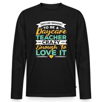 Enseignante en garderie Directrice de l’éducatrice en garderie - T-shirt manches longues Premium bio Homme - noir - Devant - Nico (187cm)