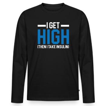 Ich werde high, dann nehme ich Insulin Diabetes Bewusstsein - Männer Premium Bio Langarmshirt - Schwarz - Vorne - Nico (187cm)