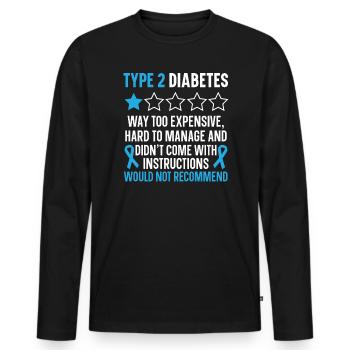 Diabète de type 2 DT2 Sensibilisation au diabète du guerrier - T-shirt manches longues Premium bio Homme - noir - Devant - Nico (187cm)