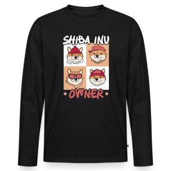 Shiba Inu Japonais Chien Amoureux Puppy Paw Love - T-shirt manches longues Premium bio Homme - noir - Devant - Nico (187cm)