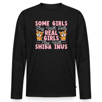 Shiba Inu Japonais Chien Amoureux Puppy Paw Love - T-shirt manches longues Premium bio Homme - noir - Devant - Nico (187cm)