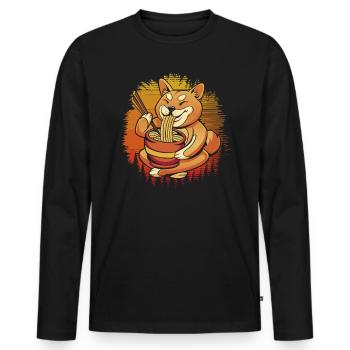 Shiba Inu Dog Lover Puppy Paw Love Ramen Noodles - T-shirt manches longues Premium bio Homme - noir - Devant - Nico (187cm)