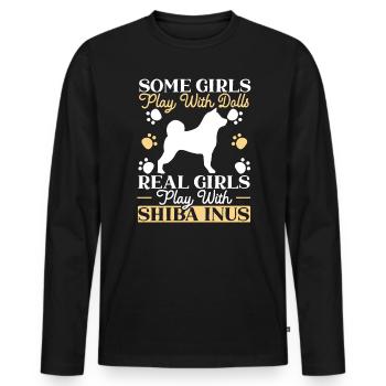 Shiba Inu Japonais Chien Amoureux Puppy Paw Love - T-shirt manches longues Premium bio Homme - noir - Devant - Nico (187cm)