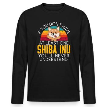 Shiba Inu Japonais Chien Amoureux Puppy Paw Love - T-shirt manches longues Premium bio Homme - noir - Devant - Nico (187cm)