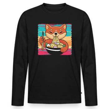 Shiba Inu Dog Lover Puppy Paw Love Ramen Noodles - T-shirt manches longues Premium bio Homme - noir - Devant - Nico (187cm)