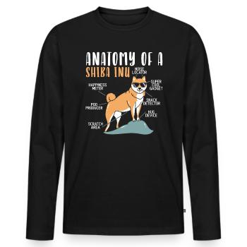Shiba Inu Japonais Chien Amoureux Puppy Paw Love - T-shirt manches longues Premium bio Homme - noir - Devant - Nico (187cm)