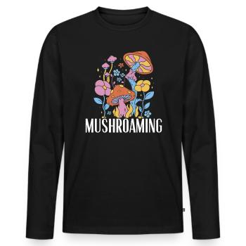 Mushroaming Mushroom Mycology Morel Hunting - Men's Premium Organic Long Sleeve Shirt - black - Front - Nico (187cm)