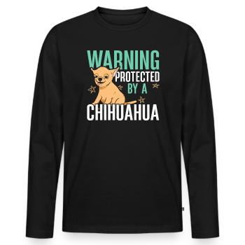Warning Protected By Chihuahua Dog Owner Puppy - Men's Premium Organic Long Sleeve Shirt - black - Front - Nico (187cm)
