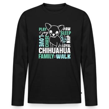 Chihuahua Hundebesitzer Welpenliebhaber Pfote Liebe Doggy Welpe - Männer Premium Bio Langarmshirt - Schwarz - Vorne - Nico (187cm)