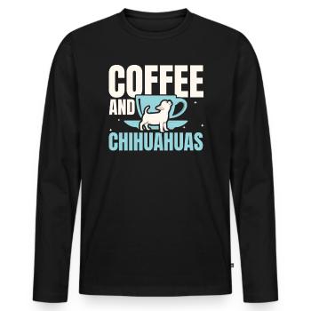 Kaffee und Chihuahuas Koffein Liebhaber Hundebesitzer - Männer Premium Bio Langarmshirt - Schwarz - Vorne - Nico (187cm)