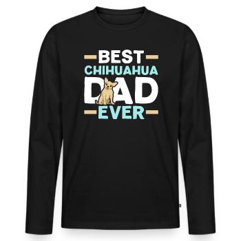 Meilleur Chihuahua Dad Ever Dog Owner Puppy Lover Paw - T-shirt manches longues Premium bio Homme - noir - Devant - Nico (187cm)