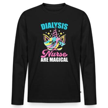 Les infirmières en dialyse sont des licornes magiques de la maladie rénale - T-shirt manches longues Premium bio Homme - noir - Devant - Nico (187cm)