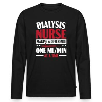 Une infirmière en dialyse fait une différence médicale - T-shirt manches longues Premium bio Homme - noir - Devant - Nico (187cm)