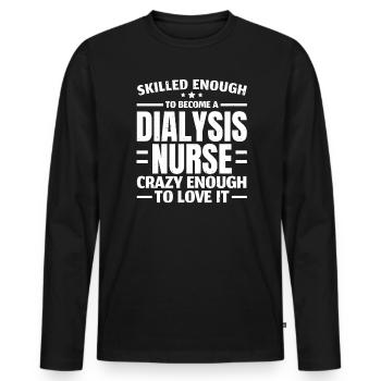 Infirmière en néphrologie Infirmière en dialyse Maladie rénale - T-shirt manches longues Premium bio Homme - noir - Devant - Nico (187cm)