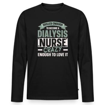 Infirmière en néphrologie Infirmière en dialyse Maladie rénale - T-shirt manches longues Premium bio Homme - noir - Devant - Nico (187cm)