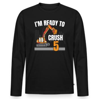 Je suis prêt à écraser 5 anniversaire de la construction - T-shirt manches longues Premium bio Homme - noir - Devant - Nico (187cm)