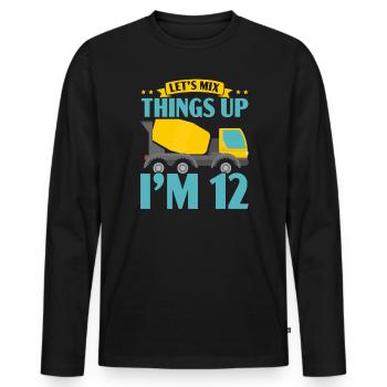 Let's Mix Things Up I'm 12 Construction Birthday - Men's Premium Organic Long Sleeve Shirt - black - Front - Nico (187cm)