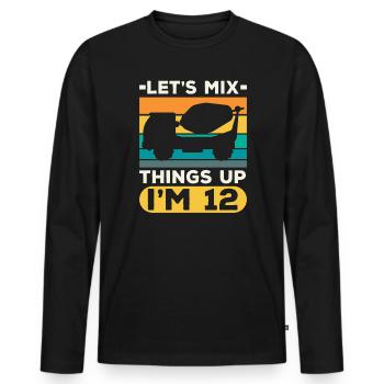 Let's Mix Things Up I'm 12 Construction Birthday - Men's Premium Organic Long Sleeve Shirt - black - Front - Nico (187cm)