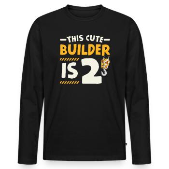 This Cute Builder Is 2 Construction Birthday - Men's Premium Organic Long Sleeve Shirt - black - Front - Nico (187cm)