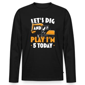 Lass uns graben und spielen Ich bin heute 5 Geburtstag Zelebrant - Männer Premium Bio Langarmshirt - Schwarz - Vorne - Nico (187cm)