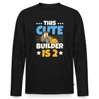 This Cute Builder Is 2 Construction Birthday - Men's Premium Organic Long Sleeve Shirt - black - Front - Nico (187cm)