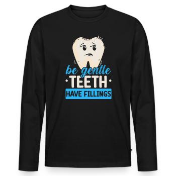 Soyez doux les dents ont des obturations futur dentiste - T-shirt manches longues Premium bio Homme - noir - Devant - Nico (187cm)