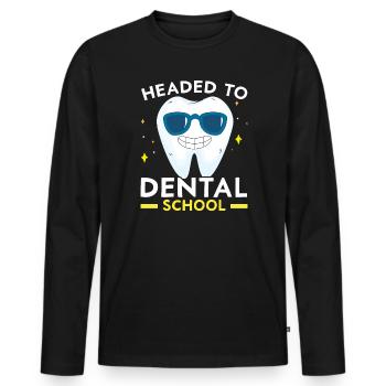 'En route vers l’école dentaire Future Dentistry - T-shirt manches longues Premium bio Homme - noir - Devant - Nico (187cm)
