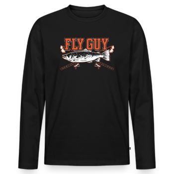 Fly Guy pêche à la mouche pêcheur attrape-poisson pêcheur - T-shirt manches longues Premium bio Homme - noir - Devant - Nico (187cm)