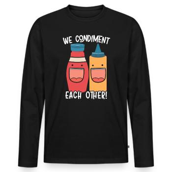 Nous nous condimentons Nourriture Moutarde Mayonnaise - T-shirt manches longues Premium bio Homme - noir - Devant - Nico (187cm)