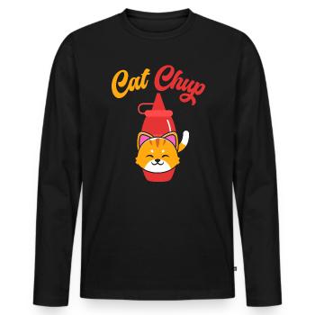 Rattrapage Ketchup Amoureux de la nourriture Gourmet Cat Whisperer - T-shirt manches longues Premium bio Homme - noir - Devant - Nico (187cm)