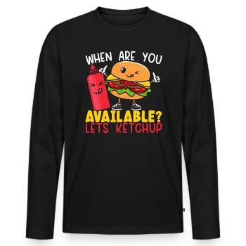 Wann sind Sie verfügbar lässt Ketchup Essen Hamburger - Männer Premium Bio Langarmshirt - Schwarz - Vorne - Nico (187cm)