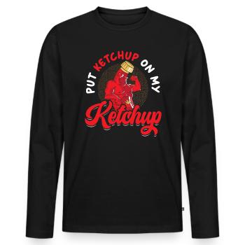 Geben Sie Ketchup auf meinen Ketchup-Food-Liebhaber-Feinschmecker - Männer Premium Bio Langarmshirt - Schwarz - Vorne - Nico (187cm)