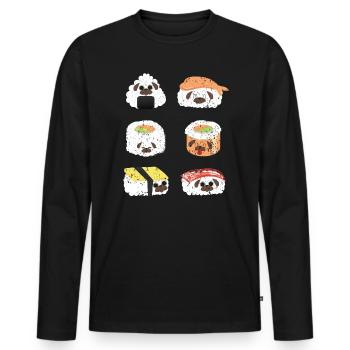 Carlin Propriétaire Chien Amoureux Puppy Paw Love Foodie - T-shirt manches longues Premium bio Homme - noir - Devant - Nico (187cm)