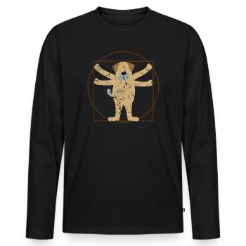 Vitruvian Mops-Besitzer-Hundeliebhaber-Welpen-Tatzen-Liebe - Männer Premium Bio Langarmshirt - Schwarz - Vorne - Nico (187cm)