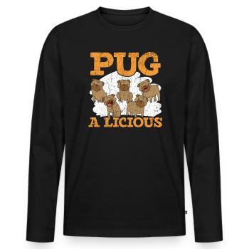 Pugalicious Mops-Besitzer-Hundeliebhaber-Welpen-Tatzen-Liebe - Männer Premium Bio Langarmshirt - Schwarz - Vorne - Nico (187cm)