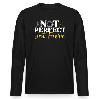 Not Perfect Just Forgiven Religious Christian - Men's Premium Organic Long Sleeve Shirt - black - Front - Nico (187cm)