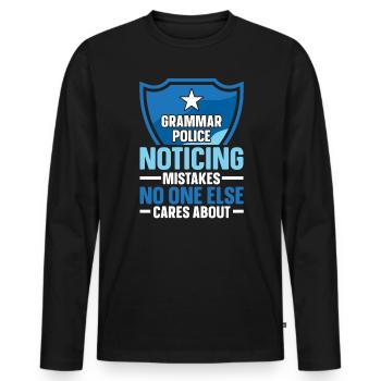 Grammar Police English Writing Teacher Apostrophe - Men's Premium Organic Long Sleeve Shirt - black - Front - Nico (187cm)