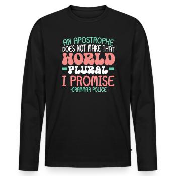 Grammar Police English Writing Teacher Apostrophe - Men's Premium Organic Long Sleeve Shirt - black - Front - Nico (187cm)