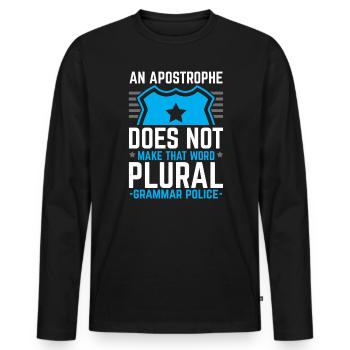 Grammar Police English Writing Teacher Apostrophe - Men's Premium Organic Long Sleeve Shirt - black - Front - Nico (187cm)