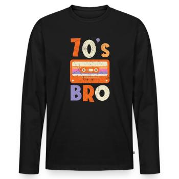 70's Bro 1970 Vintage Seventies Party 1970s - T-shirt manches longues Premium bio Homme - noir - Devant - Nico (187cm)