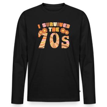 J’ai survécu aux années 70 1970 Seventies Party 1970s - T-shirt manches longues Premium bio Homme - noir - Devant - Nico (187cm)