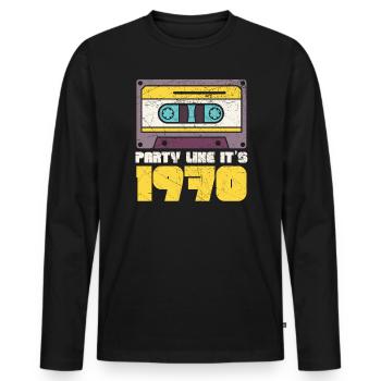 Party Like It's 1970 Seventies Party 1970s - Men's Premium Organic Long Sleeve Shirt - black - Front - Nico (187cm)