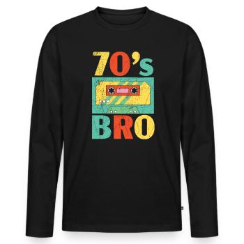 70's Bro 1970 Vintage Seventies Party 1970s - T-shirt manches longues Premium bio Homme - noir - Devant - Nico (187cm)