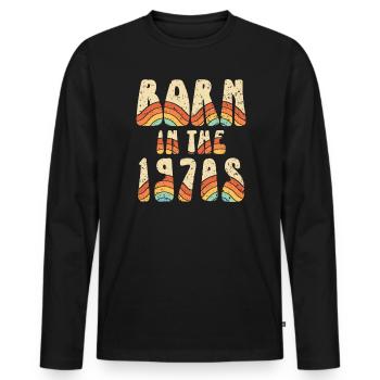 Né dans le millésime des années soixante-dix des années 1970 - T-shirt manches longues Premium bio Homme - noir - Devant - Nico (187cm)