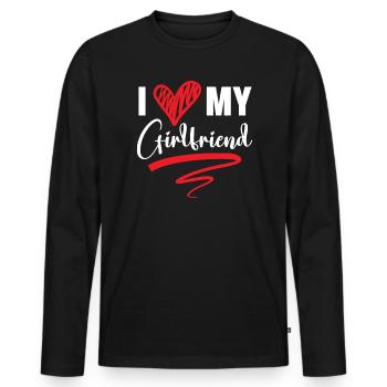 J'aime ma copine Saint Valentin Cupidon Love - T-shirt manches longues Premium bio Homme - noir - Devant - Nico (187cm)