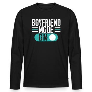 Boyfriend Mode On Relationship Valentines Day - Men's Premium Organic Long Sleeve Shirt - black - Front - Nico (187cm)