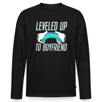 Leveled Up To Boyfriend Couple Valentinstag - Männer Premium Bio Langarmshirt - Schwarz - Vorne - Nico (187cm)