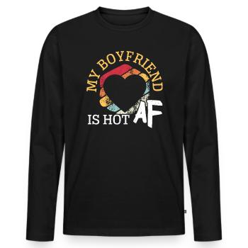 Mein Freund ist heiß AF Beziehung Freundin - Männer Premium Bio Langarmshirt - Schwarz - Vorne - Nico (187cm)